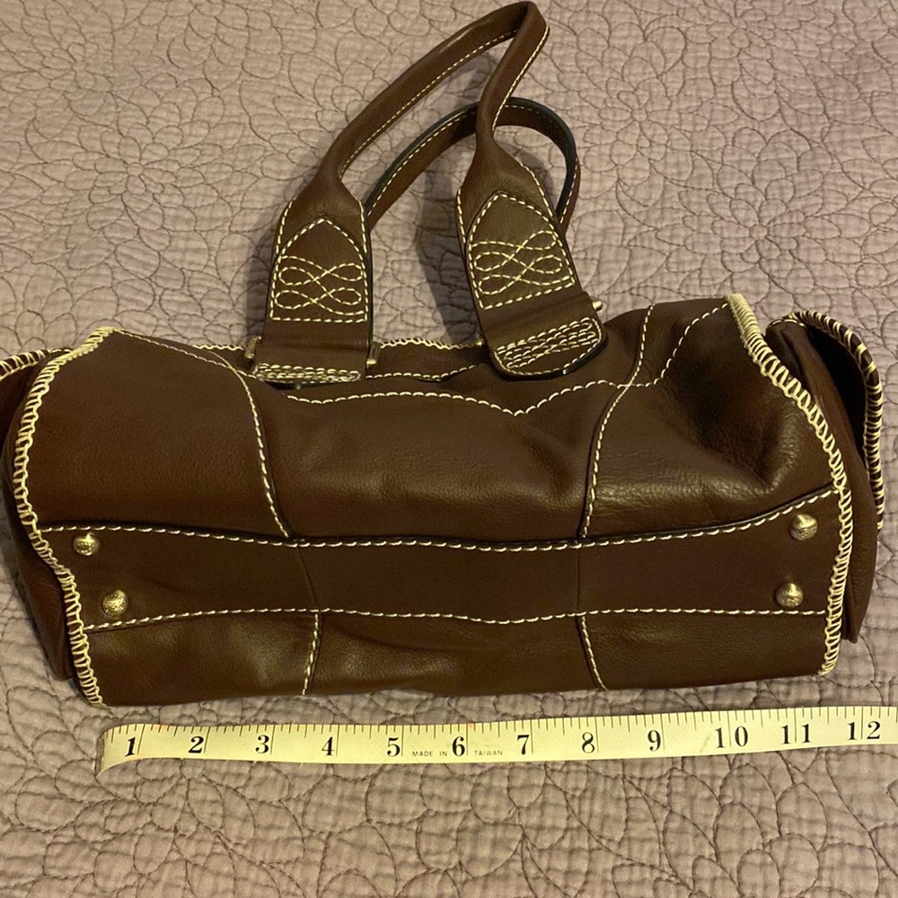 Lancel Paris Mocha Brown Whipstitch Leather Bag Satchel - Picture 4 of 15